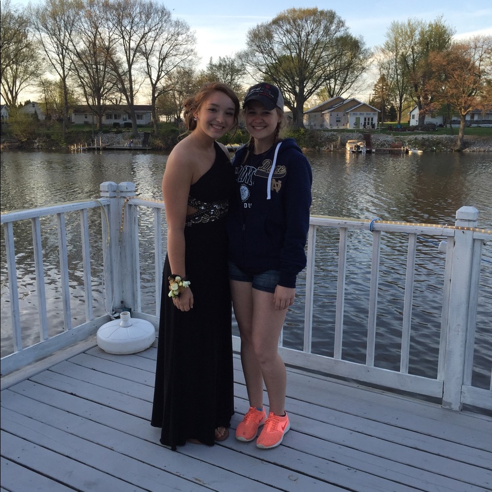 Black prom dress worn once.